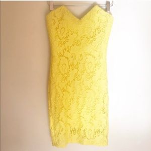Bebe Betty Yellow Lace Strapless Midi Dress Size 6